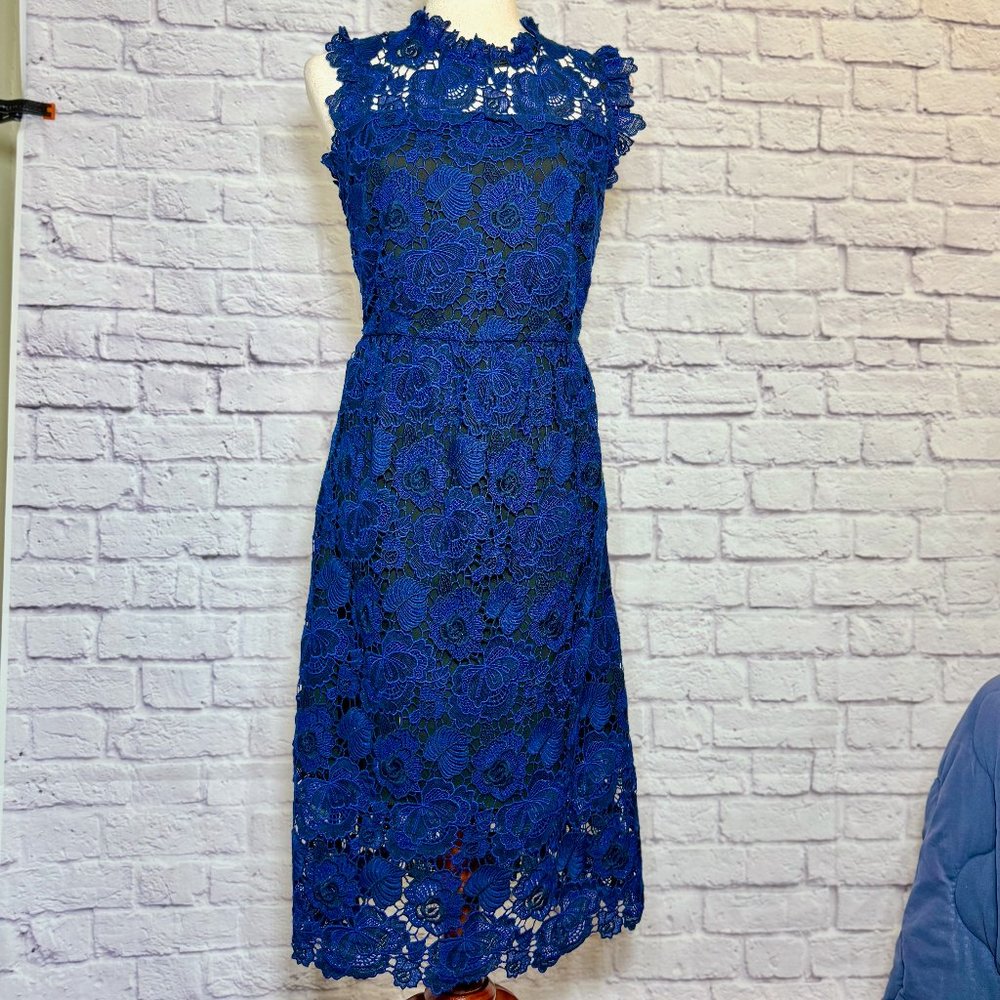 kate spade Royal Blue Floral Lace Midi Dress